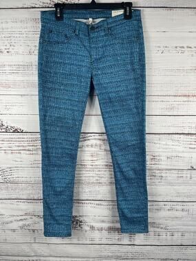 Rag & Bone/JEAN Leggings Women's Size 29 Blue Tweed Print Denim Jegging Stretch